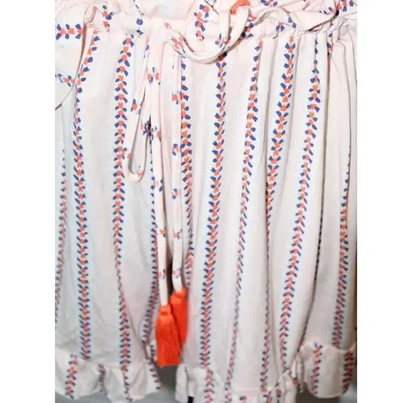 Matilda Jane Pajama Set Pink Striped Ruffle Short Sleeve Button size  S - Picture 4 of 5